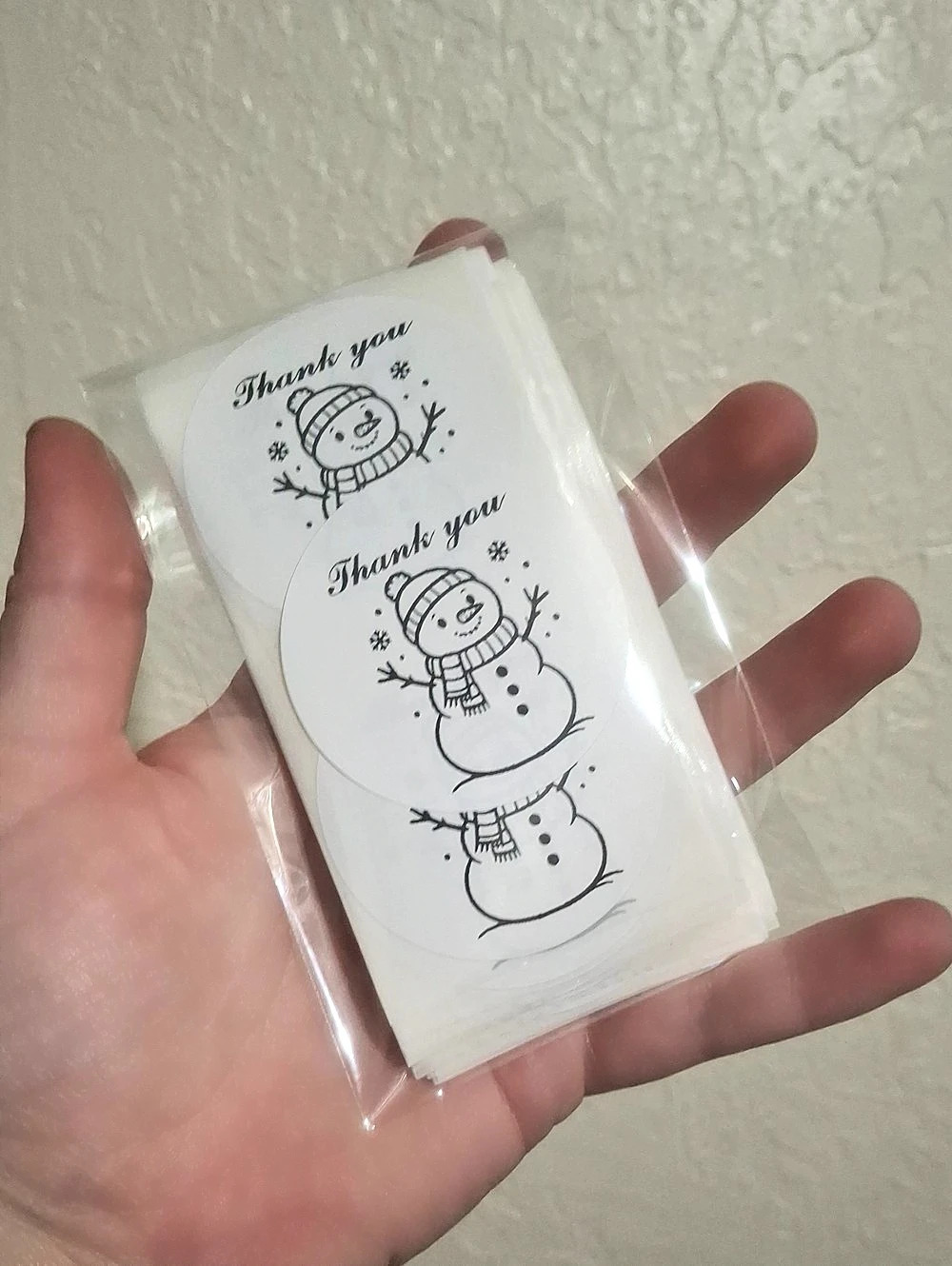 Round Sticker Labels Snowman White & Black 2 Inch (100)